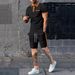 Men's Clothing Waffle Color Matching Short Sleeved Shorts Two Piece Casual Suit_viptrois.com
