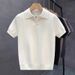 Men's Short Sleeved Polo Shirt Summer Thin Knitted Collared T-Shirt High End Casual Textured Breathable Polo Top_viptrois.com