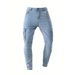 Men's Slim Fit Jeans High Street Casual Distressed Trendy Brand Pants Side Pockets_viptrois.com
