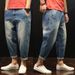 Men's Distressed Nine-Tenths Jeans - Stretch Denim Pants With Ripped Details, Slim Straight Fit, Comfortable & Trendy For Casual Wear_viptrois.com