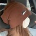 Metal Label Large Head Circumference Slouchy Beanie Women 2025 New Korean Lazy Style Cold Autumn Turban Hat For Men_viptrois.com