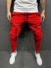 Men's Clothing Men's Trousers Solid Color Zipper Pocket Slim Casual Pants Sports Trousers Jogging Pants_viptrois.com