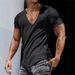 2025 Summer New V-neck T-shirt Casual And Fashionable Men's Clothing_viptrois.com