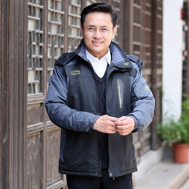 Men's Clothing Middle-aged and elderly plus velvet padded cotton-padded clothes cold-resistant warm dad clothes outdoor sports leisure men's charge_viptrois.com
