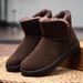 Snow boots winter new round head middle top suede flat with brown low cylinder leisure with pile thickened snow cotton_viptrois.com