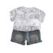 2025 Summer New Full Printed Foam Letter Short Sleeve Set, Boys' Baby Casual Cowboy Shorts Two Piece Set_viptrois.com