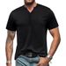 2023 Summer European And American Men's Henry Short Sleeve T-Shirt Cross-border Men's Button V-Neck T-Shirt Top Foreign Trade Henleys_viptrois.com