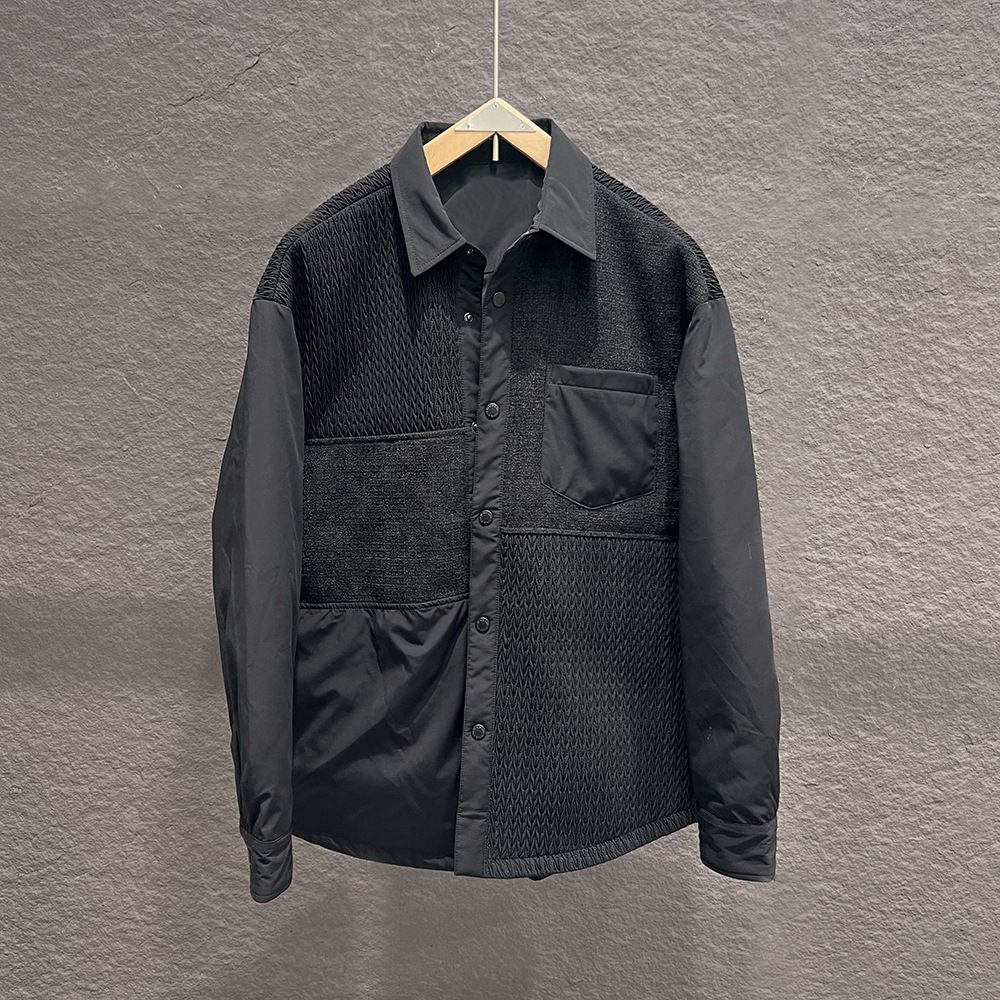 Men's Clothing Spot wholesale new trend men's down jacket early winter lapel wheat ear stitching long sleeve down shirt_viptrois.com