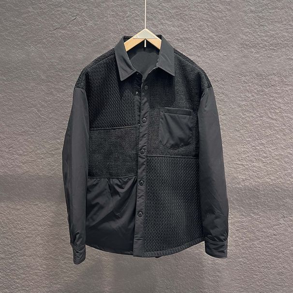 Men's Clothing Spot wholesale new trend men's down jacket early winter lapel wheat ear stitching long sleeve down shirt_viptrois.com