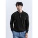 Men's Henley Neck Long-Sleeve Knit Sweater - Slim Fit Business Casual Pullover, Breathable & Stretchy (Black, Gray, Coffee)_viptrois.com