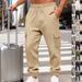 "Men's Heavyweight Jacquard Cargo Pants Winter-Reinforced Workwear Joggers With Utility Pockets Breathable Polyester_viptrois.com