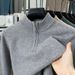 Men’s Half-Zip Knit Sweater – Warm Winter Pullover (Burgundy/Black/Camel/Tibetan Blue/Greyish, M-XXXXL)_viptrois.com
