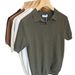 Cross-border Light Ripe Wind Pit Strip Knitted Polo Shirt Men's Thin Breathable Slim-fitting Short-sleeved American Muscle Men's Ice-cold Silk_viptrois.com