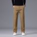 Men's Stretch Comfort Fit Straight Leg Dress Pants For Business Casual & Office Wear - Mid Rise Elastic Waist Slim Fit Trousers In Black Navy Khaki_viptrois.com