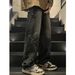 Unisex Style Embroidered Star Jeans Loose Fit Wide Leg Long Trousers Spring Autumn Unique Design Version_viptrois.com