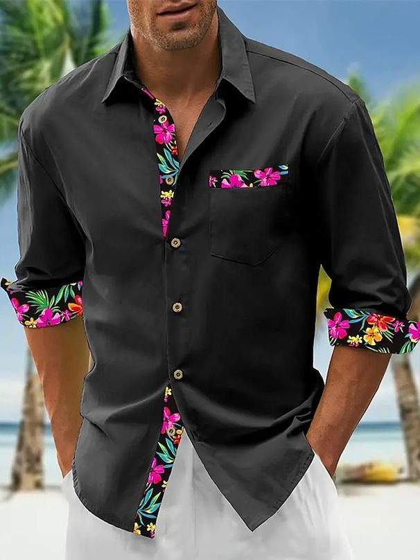 Men's Clothing Rock Style Casual Shirt – Long Sleeve Lapel Button-Up For Grunge & Streetwear Outfits_viptrois.com