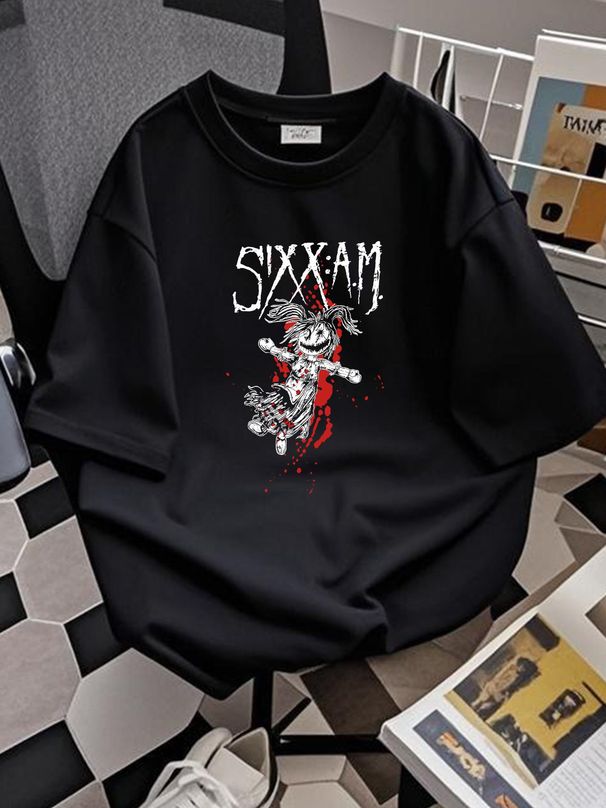 Vintage Sixx AM Band Men T-shirt Black Cotton Tee All Size S-4XL Shirt Fan JJ827 Fashion Top For Everyday Wear Comfortable Stylish_viptrois.com