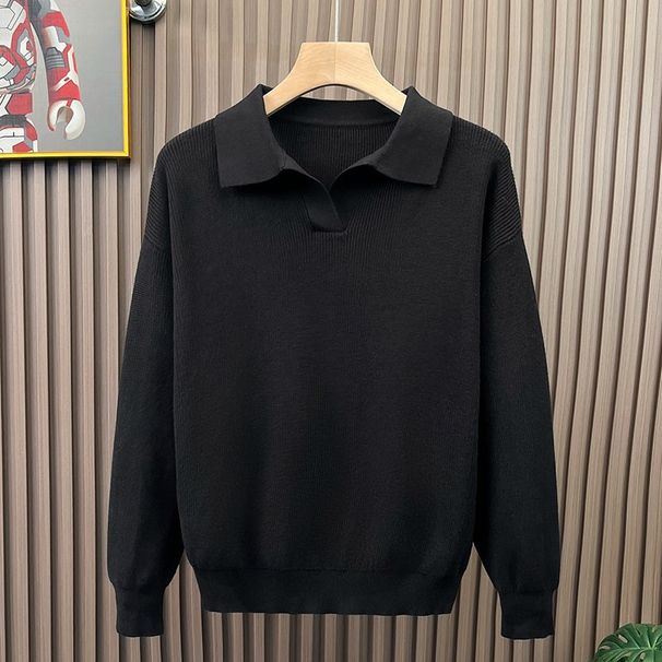 Men's Clothing Autumn And Winter Polo Seagull V Neck Sweater Lapel Italian Casual Knitted Sweater Jacket Men's Trend_viptrois.com