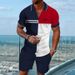Men's Clothing Summer New Jacquard Men's Half Placket Zipper Top Shorts Casual Sports Suit_viptrois.com