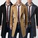 Men's Clothing European Size Foreign Trade Men's Slim Jacket Double Breasted Extra Long Slit Trench Coat Men's Woolen Coat Korean Style Slim_viptrois.com