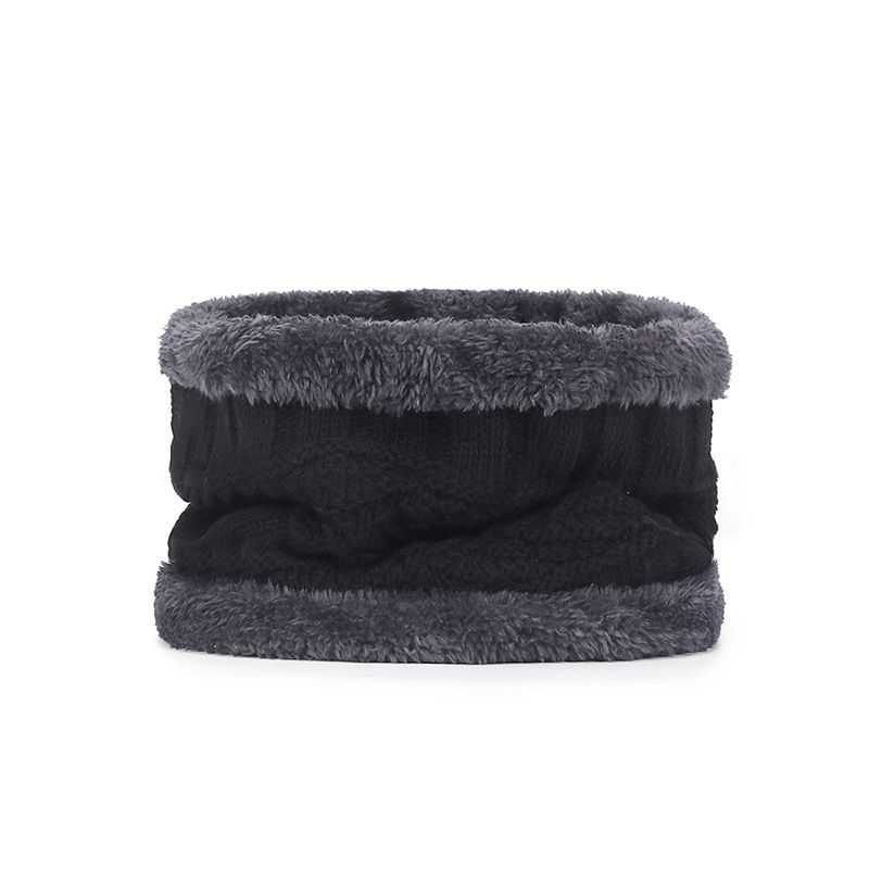 Men's knit hat three-piece plus pile hat Women's scarf Touch screen gloves Winter warm suit_viptrois.com