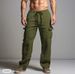 Men's Linen-Blend Cargo Pants – Straight Leg Drawstring Waist For Casual & Travel (Khaki/Black/Navy, S-XXXL)_viptrois.com