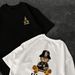 Men's Hip-Hop Cotton T-Shirt - Paris Bear Graphic Print Streetwear Tee, Casual Short Sleeve Crewneck Top_viptrois.com