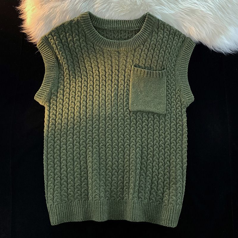 Men's Clothing new solid color simple vest wool vest men ins autumn pullover trend round neck sweater top_viptrois.com
