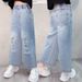 Cross Border Wholesale Children's Pants Girls Jeans Spring And Autumn Middle And Large Children's Loose Korean Pants Autumn Long Pants_viptrois.com