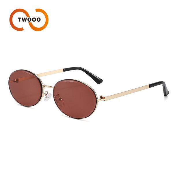 Two Circles Retro Oval Sunglasses - Hong Kong Style Small Metal Frame For Women (Model T1371)_viptrois.com