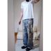 AC Style Graffiti Print Metal Decor Jeans – Unisex Distressed Denim Pants With Patchwork (S-XXXL)_viptrois.com