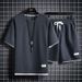 Men's Short Sleeved T-Shirt Set Casual Loose Fit Summer Sports Two Piece Trendy Youth Outfit_viptrois.com