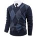 Pure 2025 Autumn Winter New M's Casual Sweater Trdy Brand Fashion Argyle Pattern Half Turtleck Knitted Base Shirt For_viptrois.com