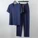 Men's Summer Thin Linen T-Shirt Set Chinese Style Tang Suit Lay Buddhist Meditation Robe Two Piece Cotton Linen Clothing_viptrois.com