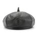 Women's Spring And Autumn Trendy Personality Solid Color Leather Artist Hat Outdoor Travel Street Sunshade Warm Beret_viptrois.com
