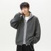 Monochrome Man- Two-Piece Cardigan Hooded Autumn Winter New Deer Fur Plush Trendy Brand Retro Lazy Style Knitted Sweater_viptrois.com