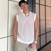 Men's Clothing Knitted Vest Ice Silk Wide Shoulder Round Neck Sleeveless T Shirt Hollow Breathable Fitness Mesh Waistcoat Top_viptrois.com
