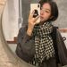Knitted Scarf Women's Winter Korean Version Versatile Student Shawl Outer Cover Thermal Cover Classic Trendy Plaid_viptrois.com
