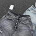 Men's Clothing Hole Loose Embroidery Washed Drape Casual Seven Point Denim Shorts_viptrois.com
