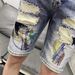 Men's Clothing Fashionable And Stylish Personalized Embroidered Denim Shorts Slim Fitting Skinny Pants Summer Thin Style Ripped Shorts_viptrois.com