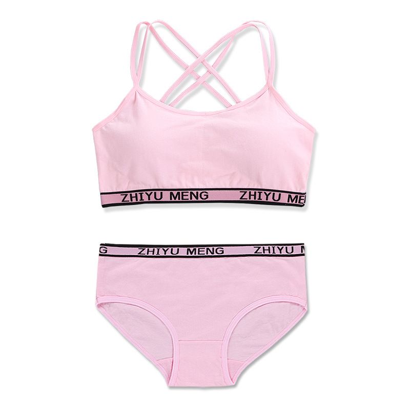 Children's Bra Development Period Sling Suit Cotton Summer Back 12 Junior High School Students 16 Years Old Students Girls Underwear Vest_viptrois.com