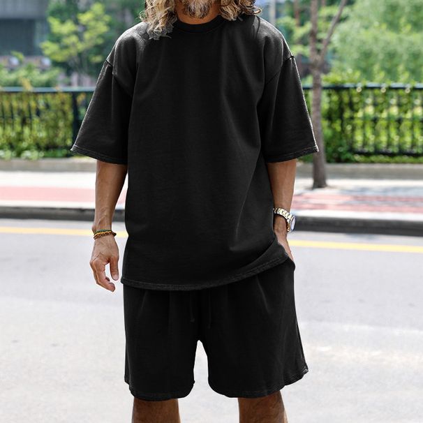 K Men's Sports And Leisure Suit With Looped Loose Short Sleeves, Popular European And American Casual Suit_viptrois.com