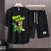 Men's Clothing 2024 Waffle Casual Summer Suit Men's Loose Teen Short sleeved T shirt Shorts Handsome Two piece Suit_viptrois.com