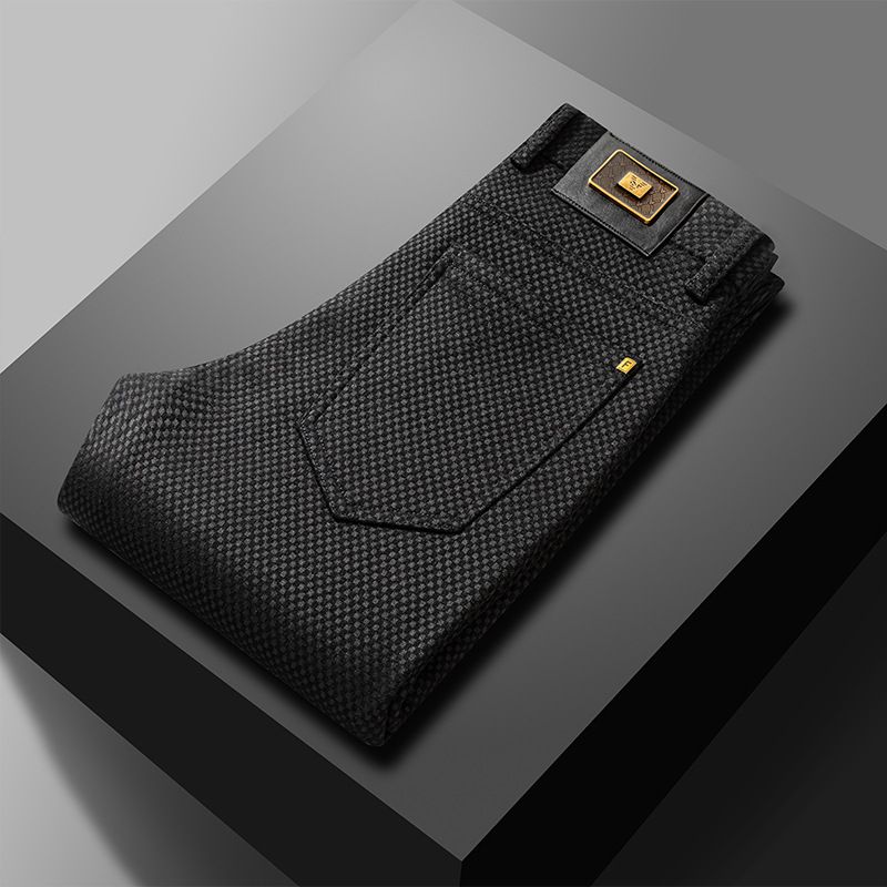 Men's Clothing Casual Pants Autumn And Winter New Fashion Business Pants Slightly Elastic Anti Wrinkle Straight Warm Trousers_viptrois.com