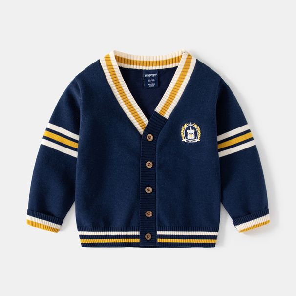 kids'clothing Boy's sweater cardigan baby V-neck embroidered children's top_viptrois.com