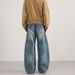 Men's Clothing Men's Retro Barn Style Washed Distressed Straight Leg Jeans Tie Dye Wide Leg Pants Curved Knife Loose Fit_viptrois.com