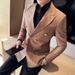 CT Men's Blazer With Metal Buttons, Slim Fit Double Breasted Peak Lapel Single Suit Jacket_viptrois.com