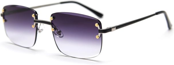 Rimless Gradient Sunglasses For Women Retro Square Parasols Men Girls Frameless Fashion Glasses_viptrois.com