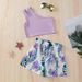 Mother&Kids Kids' tank top Kids' Summer girls' one-shoulder halter top + floral printed shorts two-piece set_viptrois.com