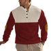 Men's Casual Button Up Collar Jacket European Size Autumn Winter American Fashionable Color Matched Pullover Sweatshirt_viptrois.com